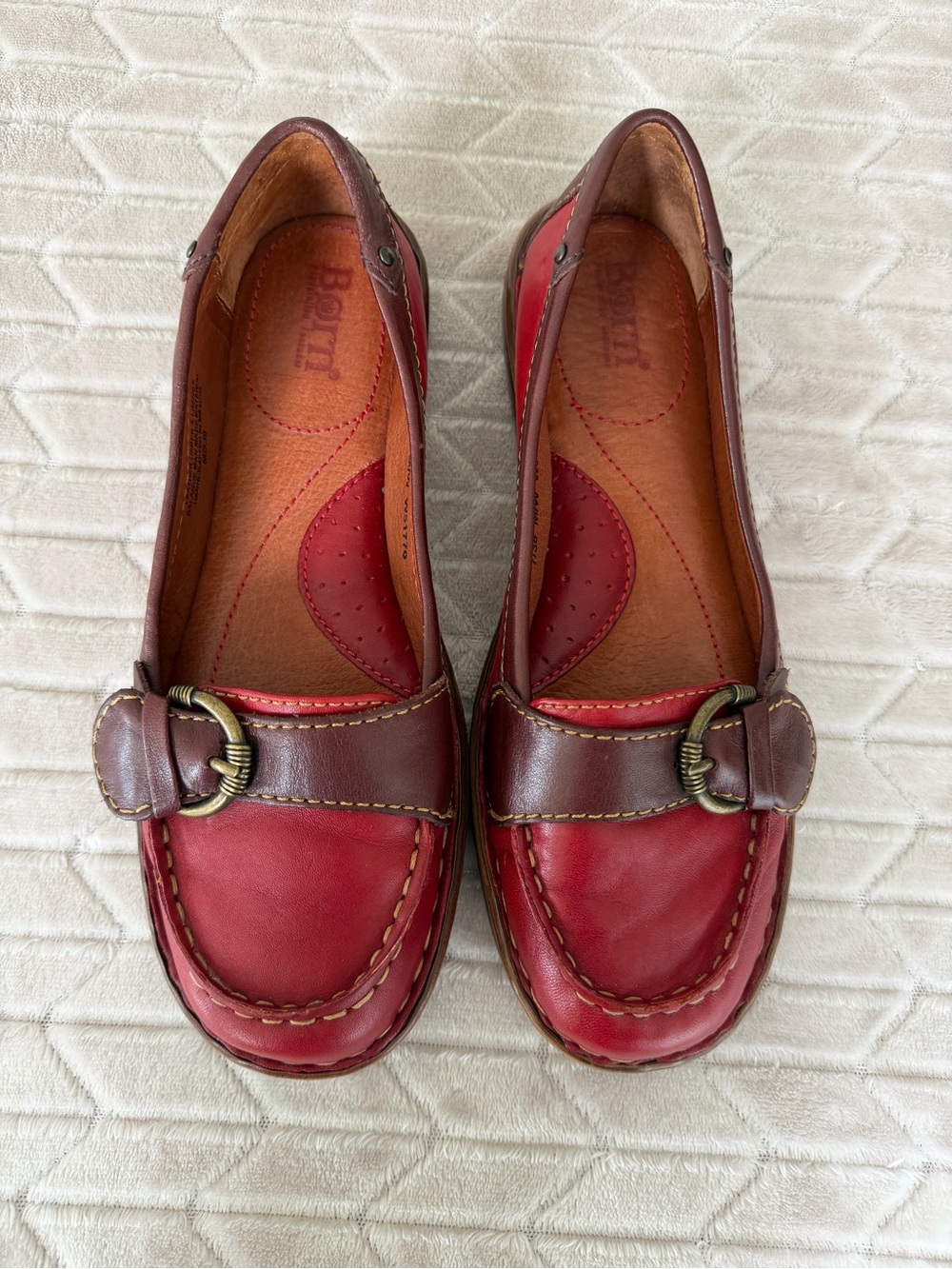 Born Loafers US 7 EU 38 Multi Leather Decorative Brass Buckle Comfort Slip On